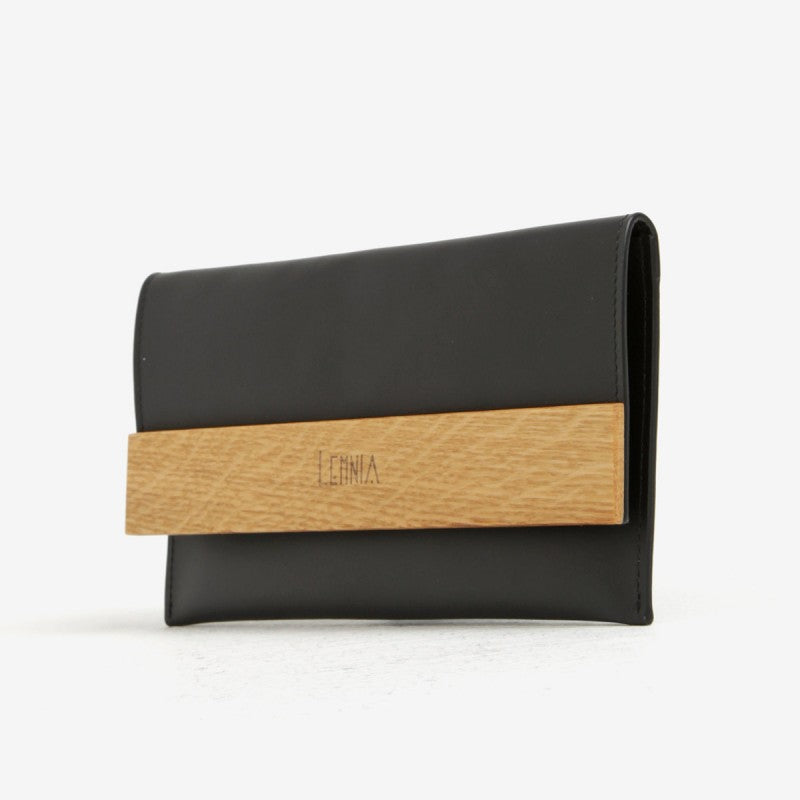LEMNIA portofel din piele si lemn negru